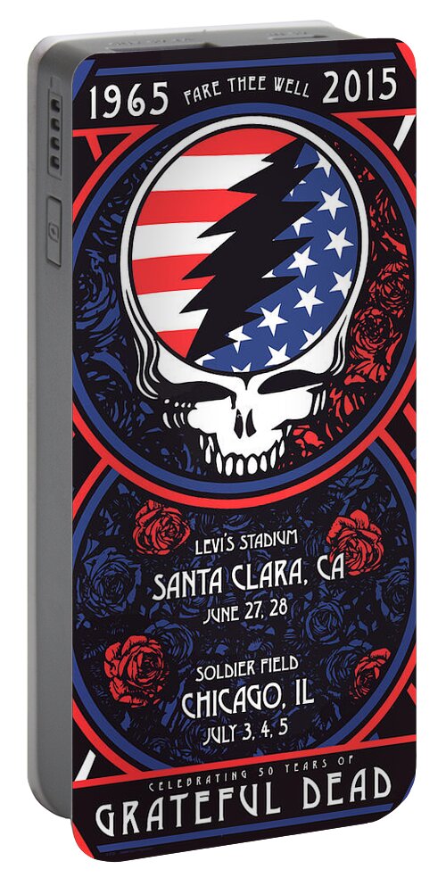 Grateful Dead Portable Battery Charger featuring the digital art Grateful Dead Santa Clara CA by The Saint