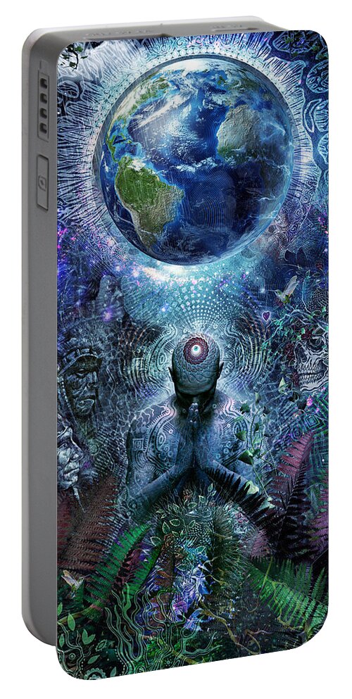 Cameron Gray Portable Battery Charger featuring the digital art Gratitude For The Earth And Sky by Cameron Gray
