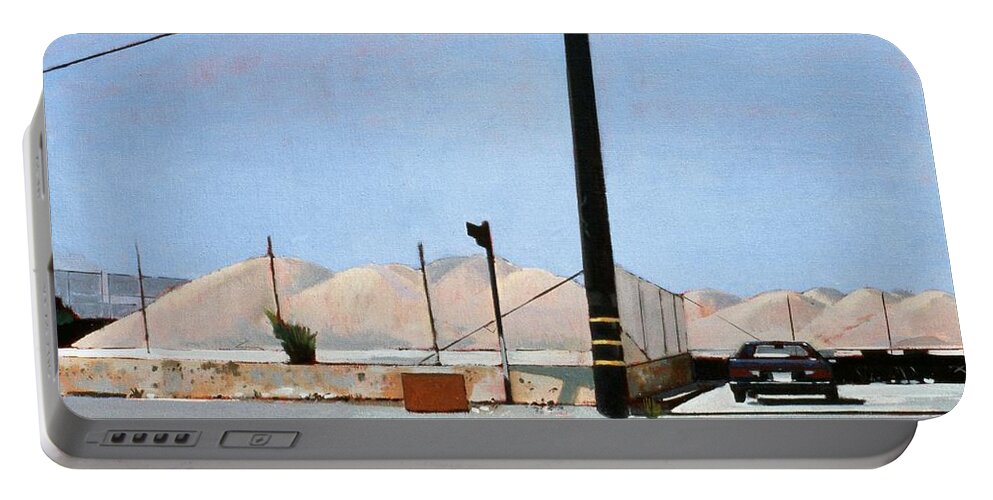 Gravel Piles Downtown La Portable Battery Charger featuring the painting Gravel Piles Downtown LA by Peter Wilson