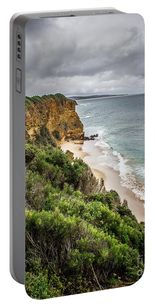 Beach Portable Battery Charger featuring the photograph Gray Skies by Perry Webster