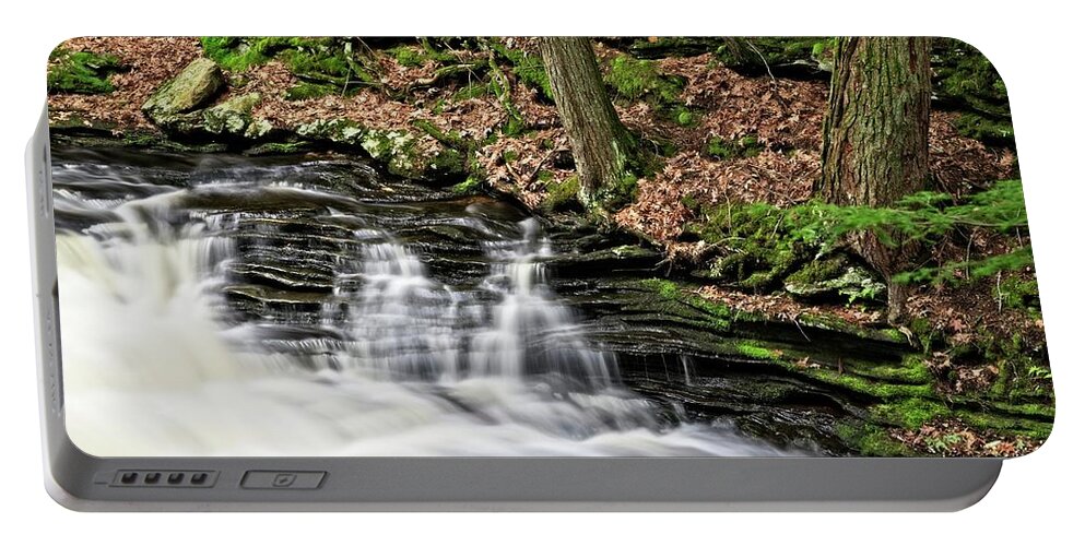 Waterfall Portable Battery Charger featuring the photograph Grayville Falls Study II by Allan Van Gasbeck