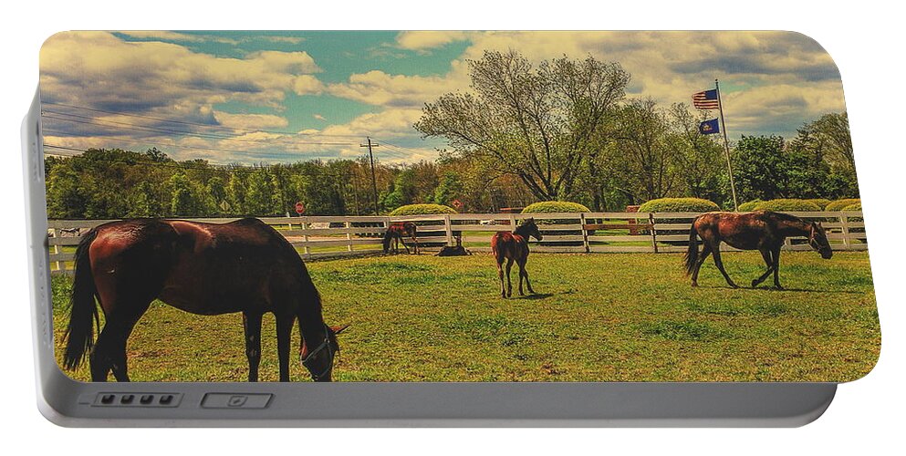 Horse Portable Battery Charger featuring the photograph Grazing by Paul Kercher