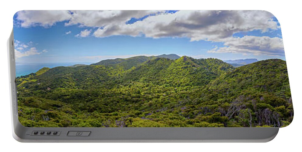 New Zealand Portable Battery Charger featuring the photograph Great Barrier Island New Zealand Lookout Point Panorama by Joan Carroll