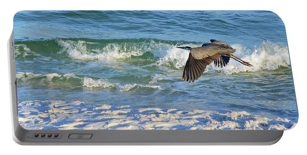 Heron Portable Battery Charger featuring the photograph Great Blue Heron in Flight by Marie Hicks