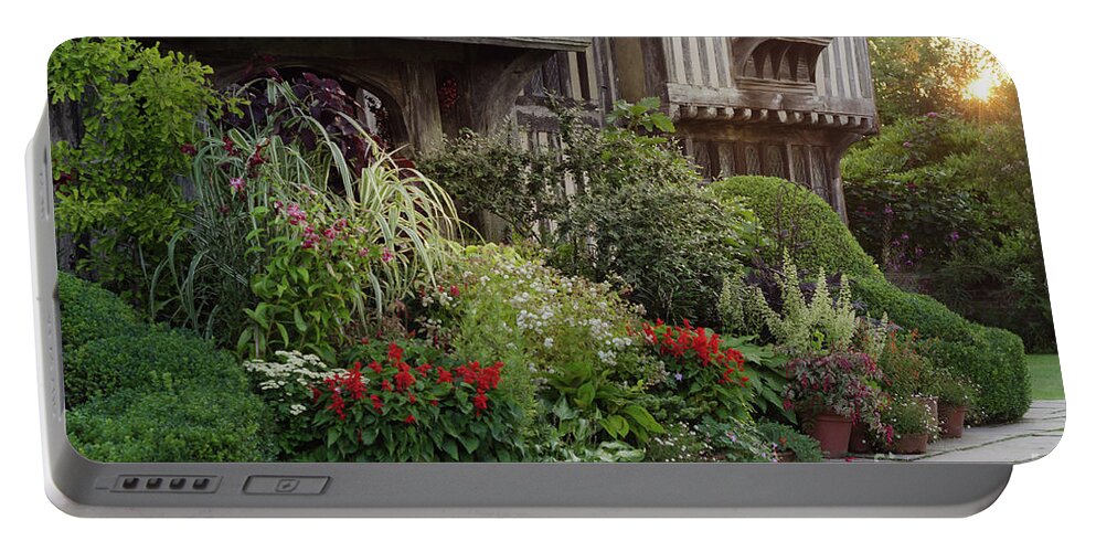 Sunset Portable Battery Charger featuring the photograph Great Dixter House and Gardens at Sunset 2 by Perry Rodriguez