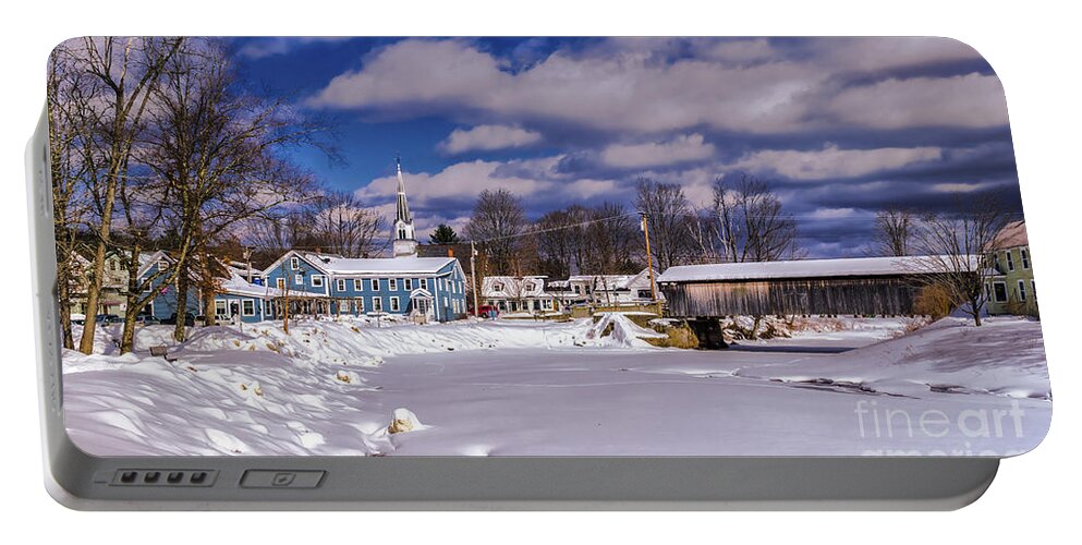 Great Eddy Covered Bridge Portable Battery Charger featuring the photograph Great Eddy Covered Bridge by Scenic Vermont Photography