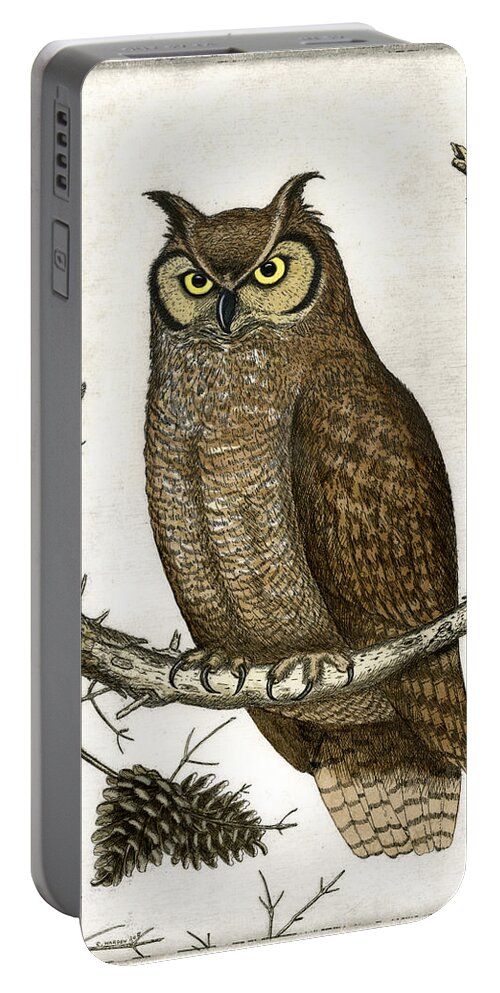 Etching Portable Battery Charger featuring the painting Great Horned Owl by Charles Harden