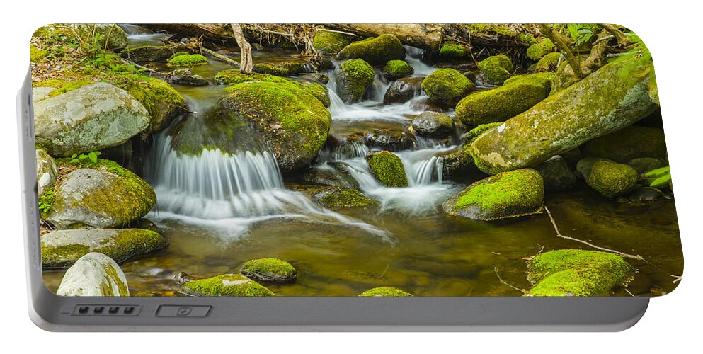 Tranquility Portable Battery Charger featuring the photograph Relaxing meditation view of Great Smoky Mountains National Park River by Stefano Senise