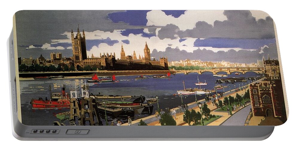 London Portable Battery Charger featuring the mixed media Great Western Railway - London Pride - Retro travel Poster - Vintage Poster by Studio Grafiikka