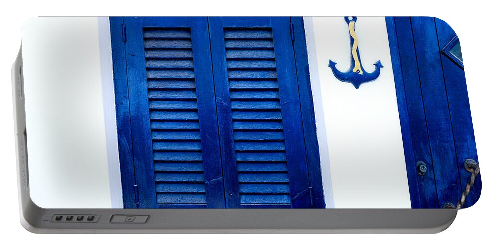 Home Portable Battery Charger featuring the photograph Greek traditional house exterior by Michalakis Ppalis