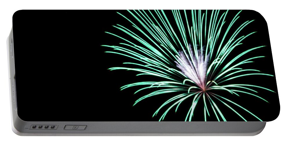 Fireworks Portable Battery Charger featuring the photograph Green Explosion by Suzanne Luft