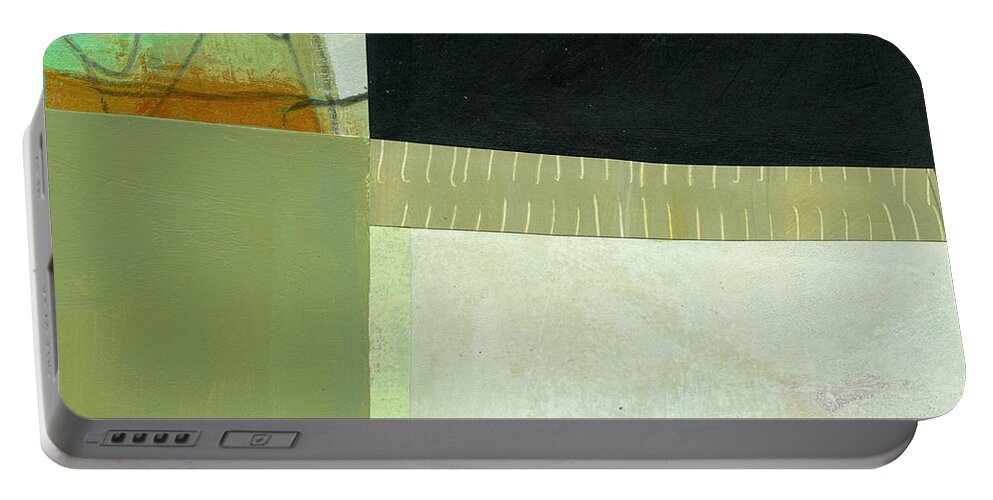 Abstract Art Portable Battery Charger featuring the painting Green Gray by Jane Davies