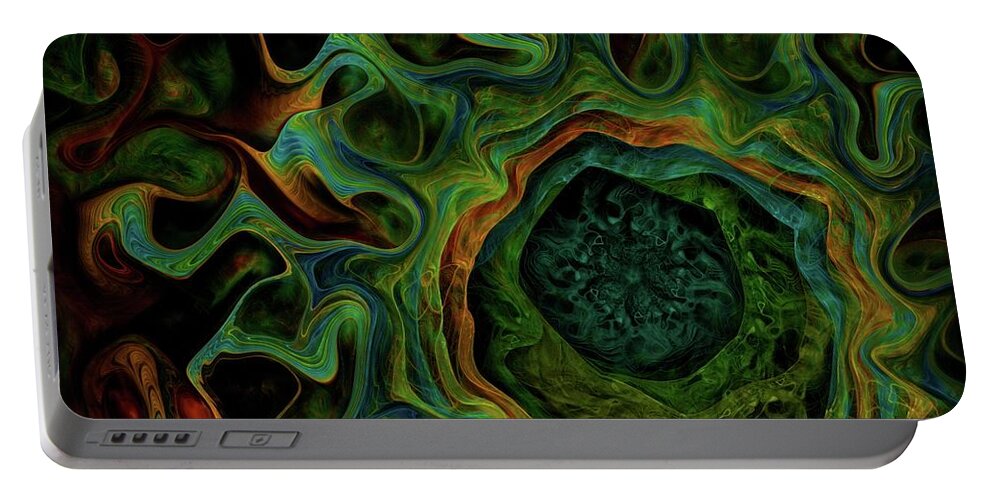 Green Portable Battery Charger featuring the digital art Green Lace Agate abstract by Lilia S