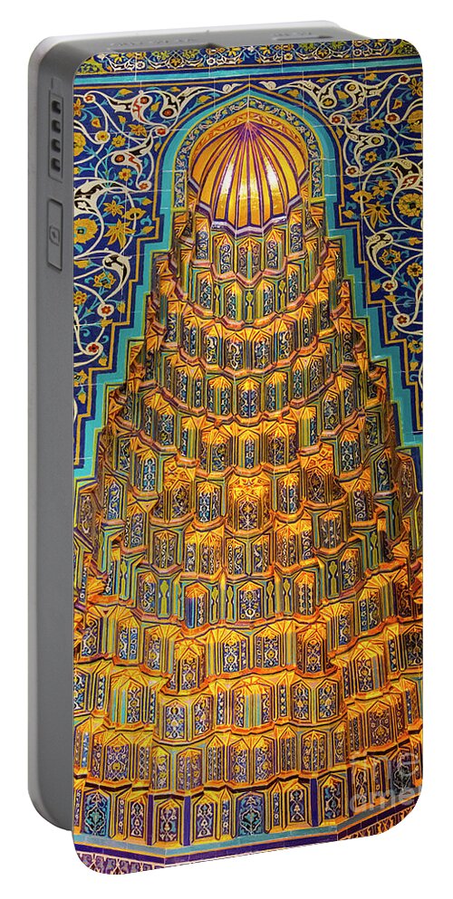 Bursa Portable Battery Charger featuring the photograph Green Mosque Mihrab by Bob Phillips