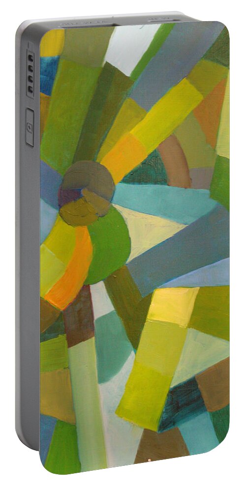 Green Portable Battery Charger featuring the painting Green Pallette by Art Nomad Sandra Hansen