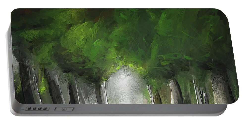 Green Portable Battery Charger featuring the painting Green Serenity - Green Abstract Art by Lourry Legarde