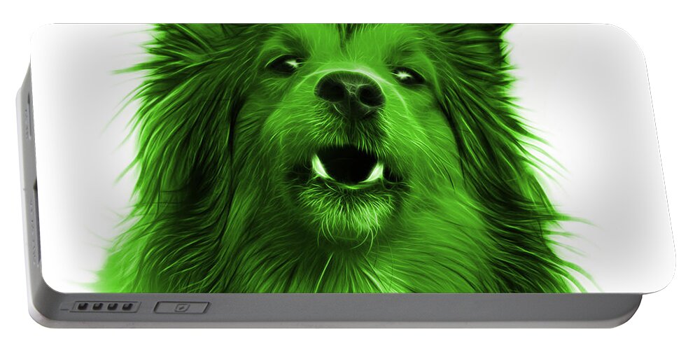Sheltie Portable Battery Charger featuring the painting Green Sheltie Dog Art 0207 - WB by James Ahn