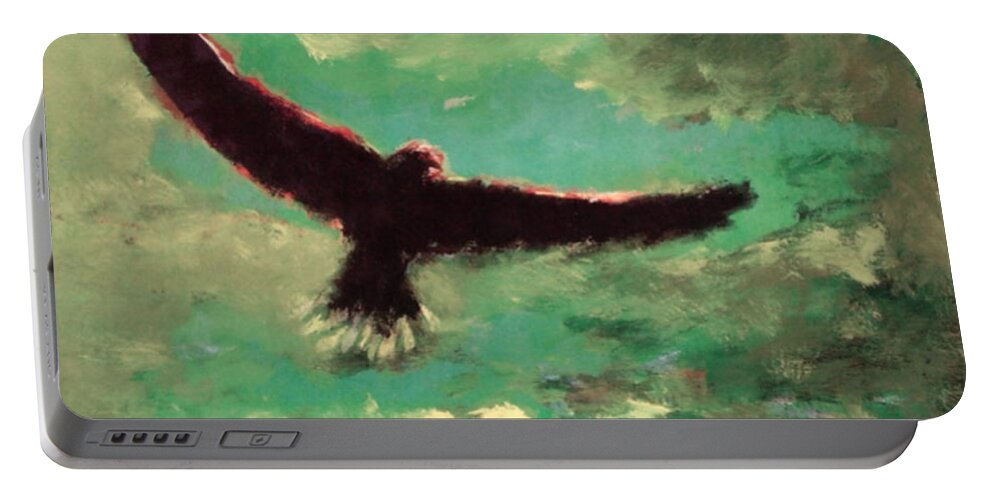 Eagle Portable Battery Charger featuring the painting Green Sky by Enrico Garff