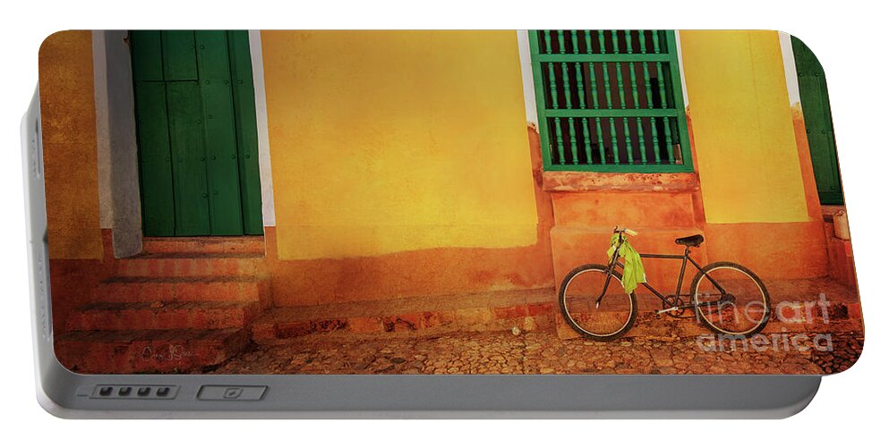 Bicycle Portable Battery Charger featuring the photograph Green Towel Bicycle by Craig J Satterlee
