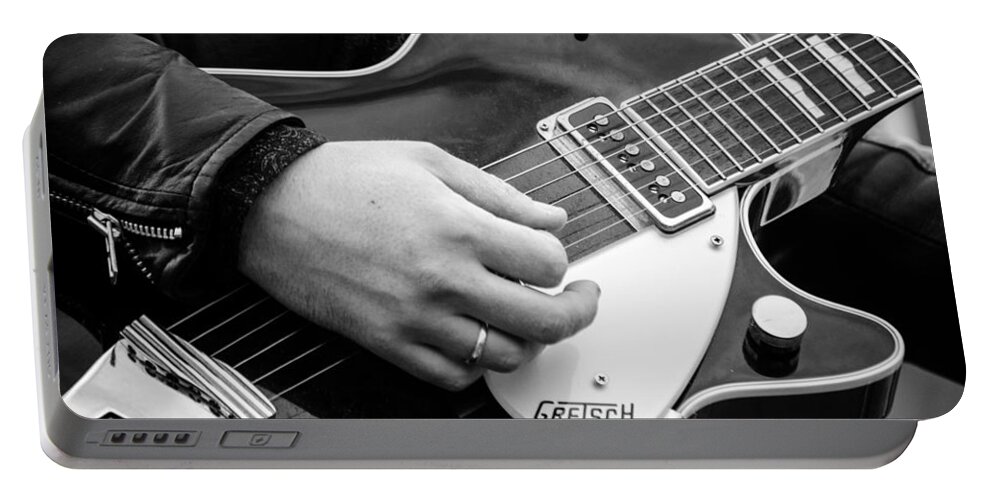 Gretsch Portable Battery Charger featuring the photograph Gretsch guitar during a concert by AM FineArtPrints