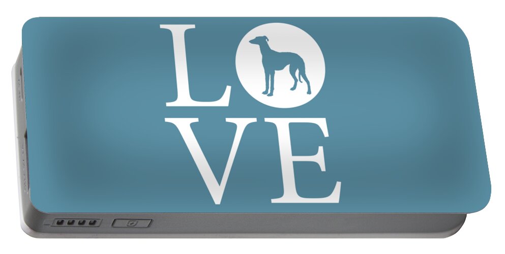 English Greyhound Portable Battery Charger featuring the digital art Greyhound Love by Nancy Ingersoll