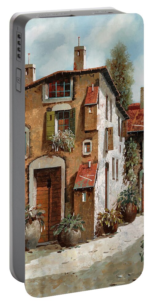 Italian Village Portable Battery Charger featuring the painting Grigi E Luce by Guido Borelli