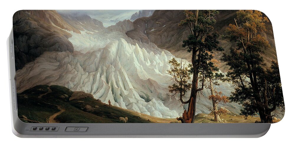 19th Century Art Portable Battery Charger featuring the painting Grindelwald Glacier by Thomas Fearnley