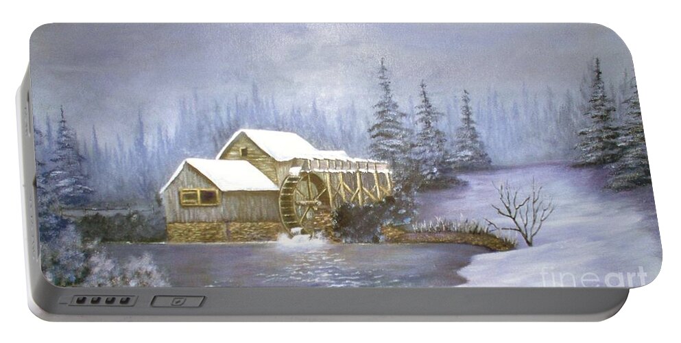 Mill Portable Battery Charger featuring the painting Grist Mill by Jerry Walker