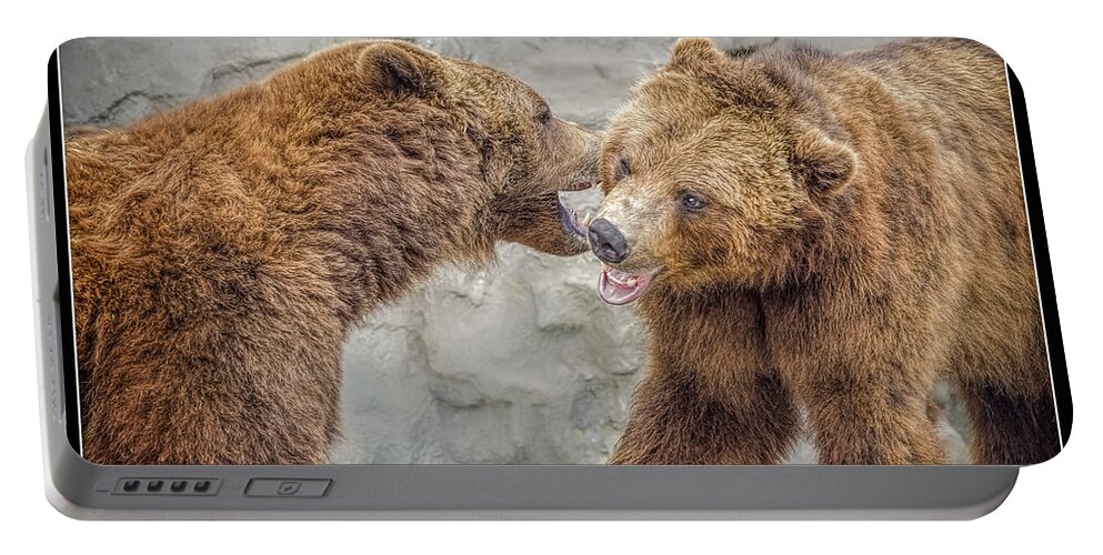 Grizzly Portable Battery Charger featuring the photograph Grizzly Bears   by LeeAnn McLaneGoetz McLaneGoetzStudioLLCcom