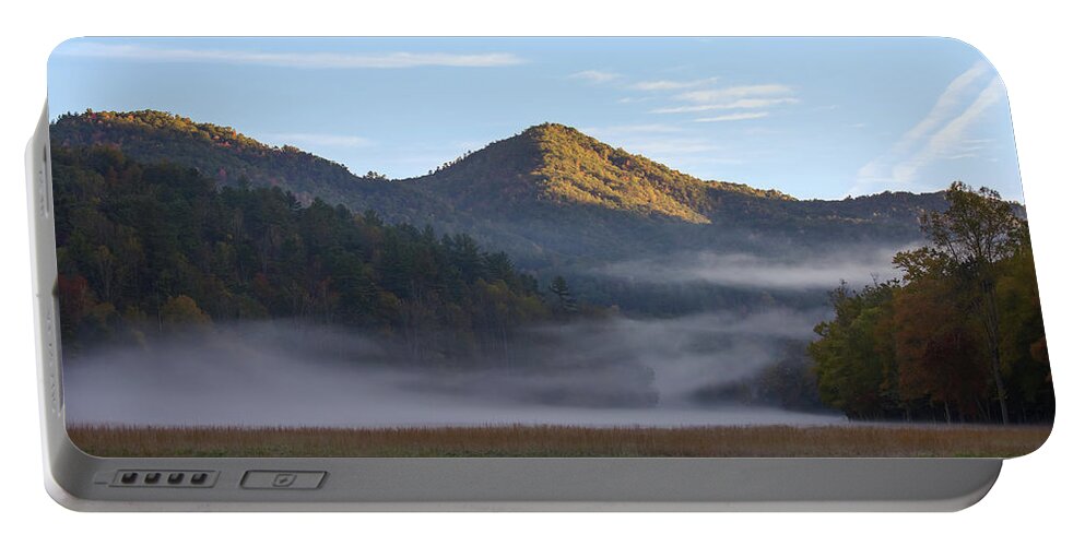 Mountains Portable Battery Charger featuring the photograph Ground Fog in Cataloochee Valley - October 12 2016 by D K Wall