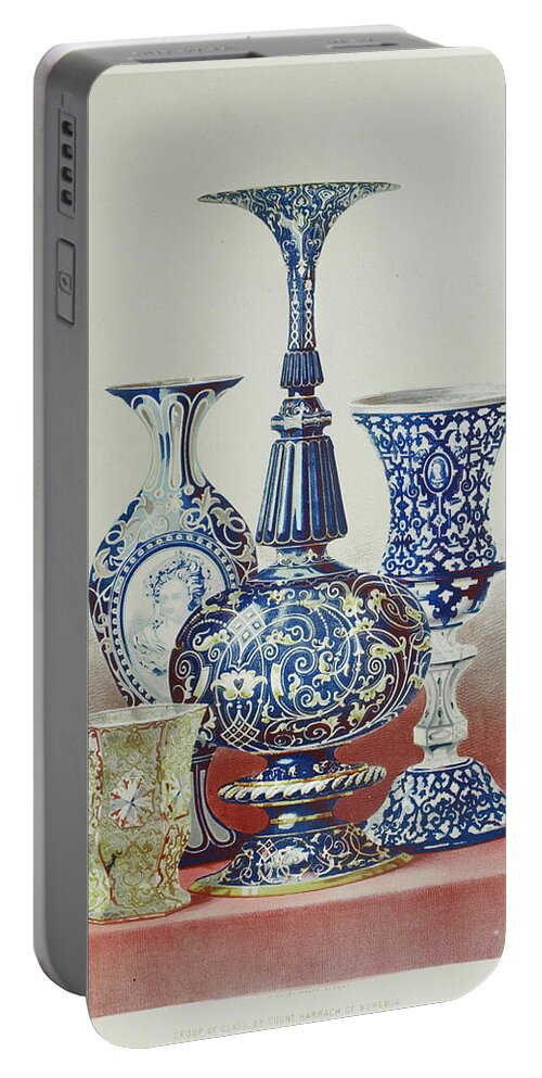 1800s Portable Battery Charger featuring the painting Group of glass from the Industrial arts of the Nineteenth Century by Vincent Monozlay