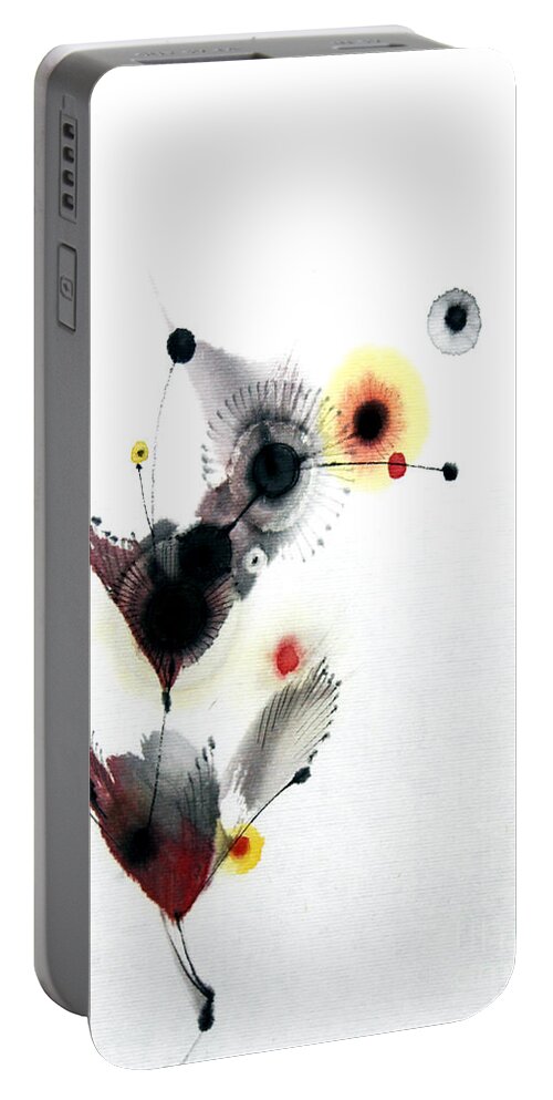 Abstract Painting Portable Battery Charger featuring the painting Growing 14030091FY by Fumiyo Yoshikawa