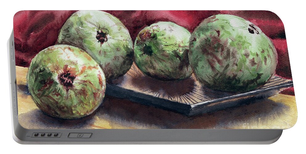 Guava Portable Battery Charger featuring the painting Guapples by Joey Agbayani