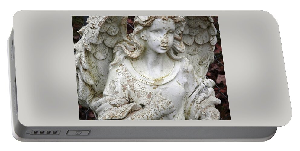 #angel #battle #enemy Portable Battery Charger featuring the photograph Battle Weary Guardian Angel by Belinda Lee