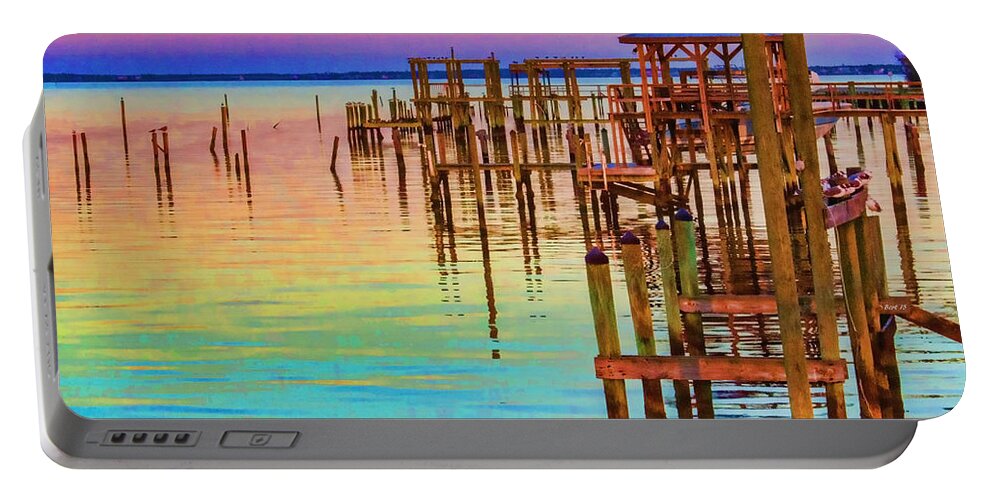 Guarding Portable Battery Charger featuring the photograph Guarding the Dock by Roberta Byram