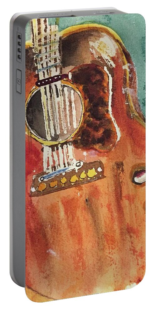 Guitar Portable Battery Charger featuring the painting Abstract Guitar #4 by Bonny Butler