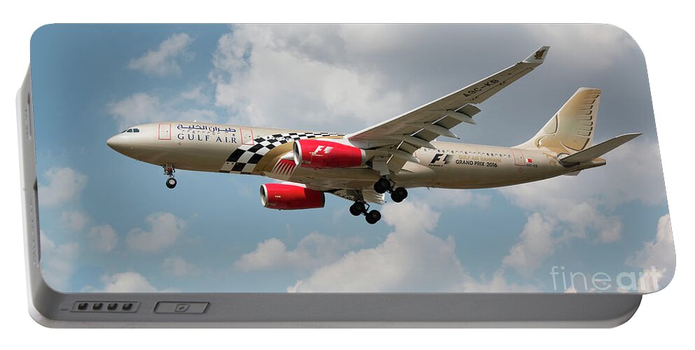 Gulf Air Portable Battery Charger featuring the photograph Gulf Air A330 by Roger Lighterness