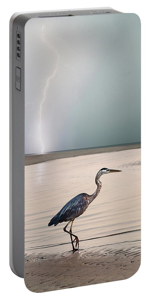 Lightning Portable Battery Charger featuring the photograph Gulf Port Storm by Scott Cordell
