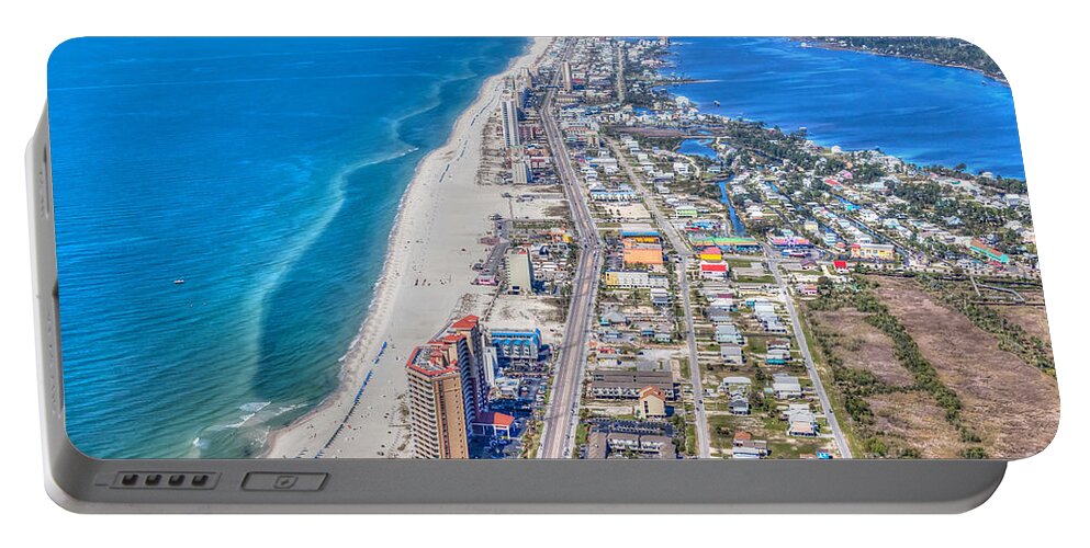 Gulf Shores Portable Battery Charger featuring the photograph Gulf Shores Beach Looking W by Gulf Coast Aerials -
