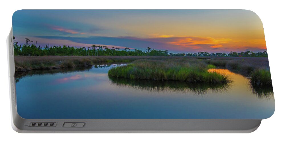 Alabama Portable Battery Charger featuring the photograph Gulf State Park at Sunset by James-Allen