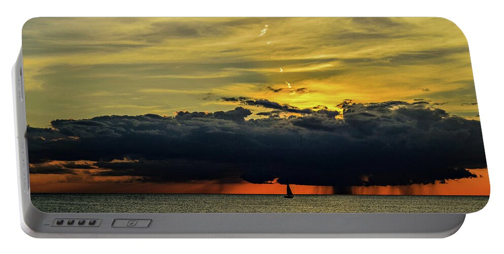 Sunset Portable Battery Charger featuring the photograph Gulf Storms by Bradley Dever