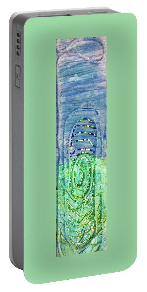 Aqua Portable Battery Charger featuring the tapestry - textile Gulf Stream Eddie by Kay Shaffer