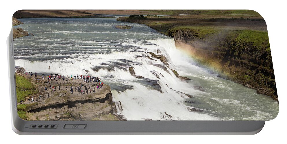 Gullfoss Portable Battery Charger featuring the photograph Gullfoss waterfall in Iceland by Didier Marti