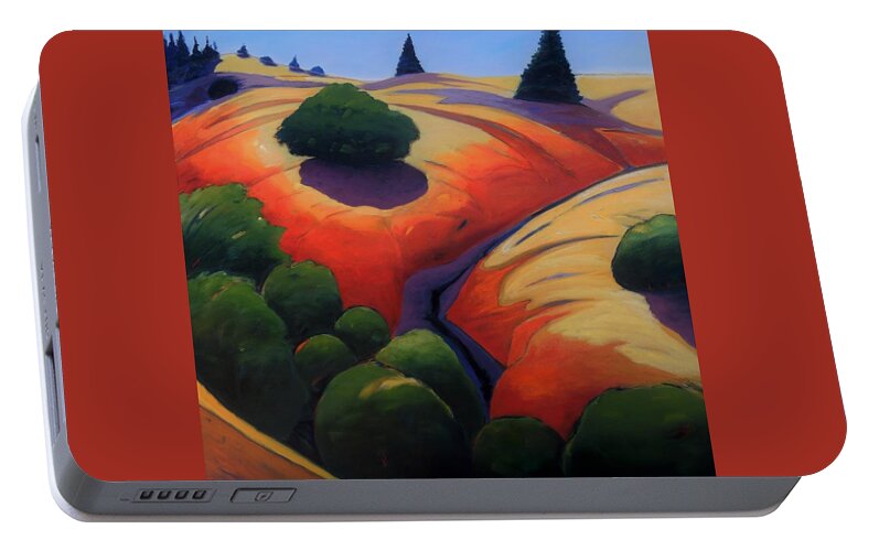 Gully Portable Battery Charger featuring the painting Gully by Gary Coleman