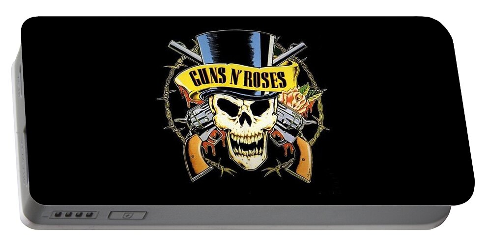 Guns N' Roses Portable Battery Charger featuring the digital art Guns N' Roses by Super Lovely