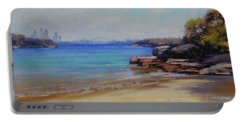 Nature Portable Battery Charger featuring the painting Habour Beach Sydney by Graham Gercken
