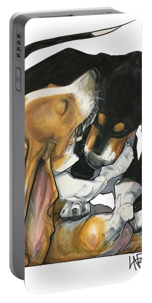 Pet Portrait Portable Battery Charger featuring the drawing Haight 3020 by John LaFree