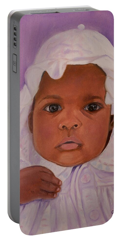 Haiti Portable Battery Charger featuring the painting Haitian Baby Orphan by Quwatha Valentine