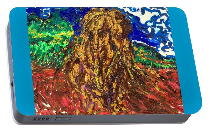 Landscape Portable Battery Charger featuring the painting Haleiwa Hula by Jeffrey Scrivo