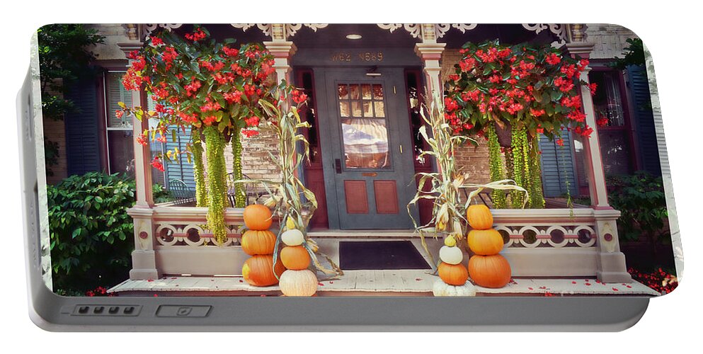 Halloween Portable Battery Charger featuring the photograph Halloween in a Small Town by Mary Machare